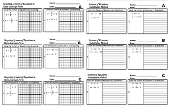 Preview of Systems of Equations Inequalities Exit Tickets Bell Work Formative Assessment