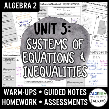 Preview of Systems of Equations & Inequalities Unit - Notes, Homework, Word Problems