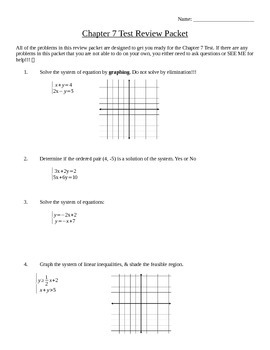 Preview of Systems of Equations & Inequalties Review Packet