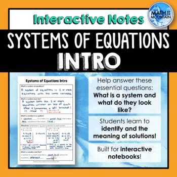 Preview of Systems of Equations Introduction Notes for Interactive Notebook