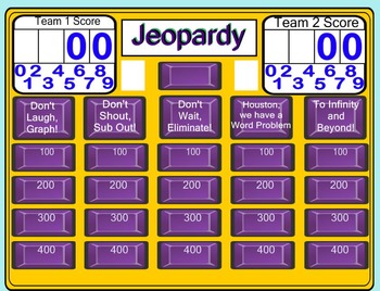 Preview of Systems of Equations Jeopardy