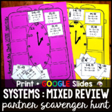 Systems of Equations MIXED REVIEW Math Partner Scavenger H