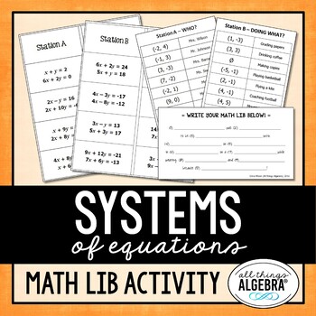 Preview of Systems of Equations | Math Lib Activity