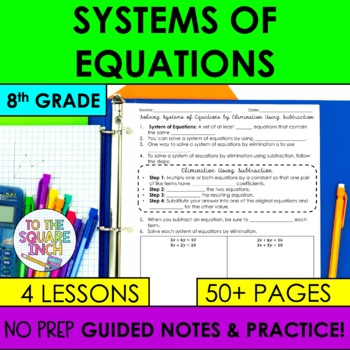 Preview of Solving Systems of Equations Notes Unit | Linear Equations Notes and Activities