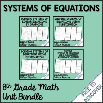 Preview of Systems of Equations Notes and Practice Bundle