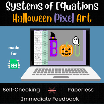 Preview of Systems of Equations Pixel Art - Halloween Digital Math Activity