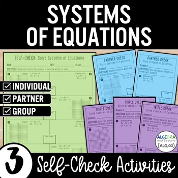 Preview of Systems of Equations Practice | Self-Check Review Activities