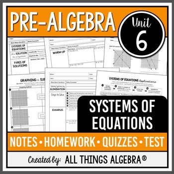 Preview of Systems of Equations (Pre-Algebra Curriculum - Unit 6) | All Things Algebra®