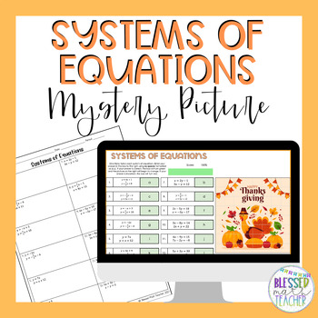 Preview of Solving Systems of Equations Digital Activity and Worksheet - Thanksgiving