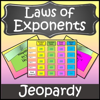 Preview of Exponent Rules Activity {Laws of Exponents Game} {Algebra Game}