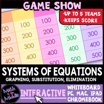 Preview of Systems of Equations Review Game Show - Digital Math Review Game