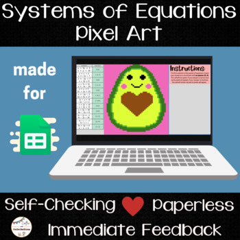 Preview of Systems of Equations Review Pixel Art - Valentine's Day Themed Math Activity