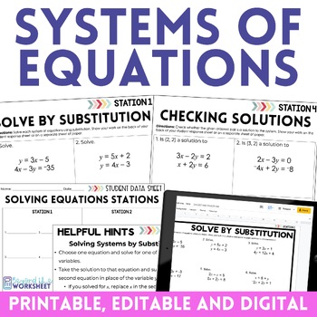 Preview of Systems of Equations Math Stations | Math Centers