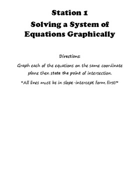 Preview of Systems of Equations Stations