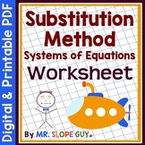 Systems of Equations Substitution Method Worksheet