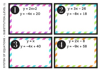 Preview of Systems of Equations - Substitution NO REARRANGING REQUIRED