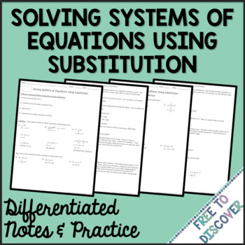 Preview of Systems of Equations with Substitution Notes and Practice