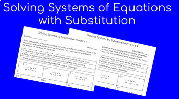Preview of Systems of Equations Substitution: Video Notes, 4 Worksheets, and Quiz
