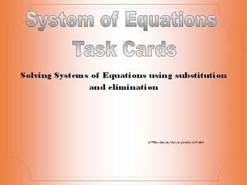 Preview of Systems of Equations Task Cards