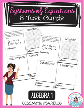 Preview of Systems of Equations Task Cards