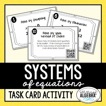 Preview of Systems of Equations | Task Cards