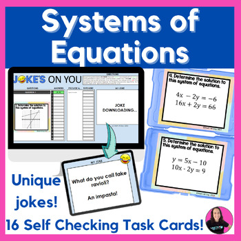 Preview of Systems of Equations Task Cards Printable and Digital Activity