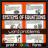Systems of Equations WORD PROBLEMS - print and digital
