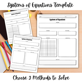 Systems of Equations Template | Choose 2 Methods to Solve | Systems ...