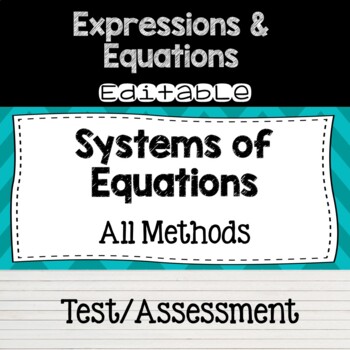 Preview of Systems of Equations Test(Editable)