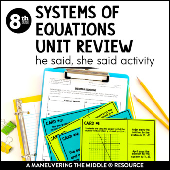 Preview of Systems of Equations Unit Review Activity | Solving Systems Error Analysis