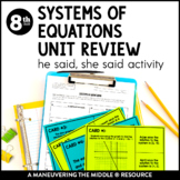 Systems of Equations Unit Review Activity | Solving System