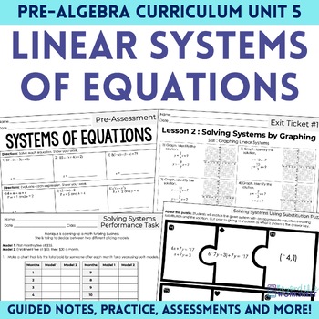 Preview of Systems of Equations Unit Pre Algebra Curriculum
