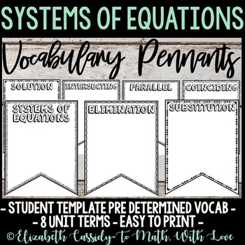 Preview of Systems of Equations Word Wall - DIY Pennant Banner - 8th Grade