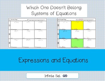 Preview of Systems of Equations Which One Doesn't Belong Matching Activity
