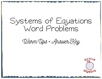 Preview of Systems of Equations Word Problem Warm Ups - from bundle