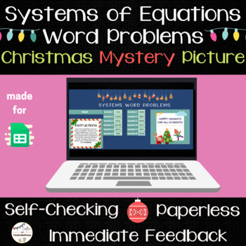 Preview of Systems of Equations Word Problems - Digital Math Activity - Christmas Themed