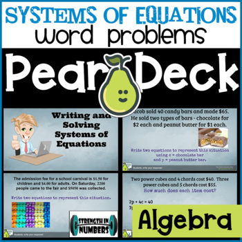 Preview of Systems of Equations Word Problems Digital Activity for Google Slides/Pear Deck
