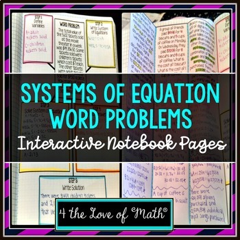 Preview of Systems of Equations Word Problems: Interactive Notebook Pages
