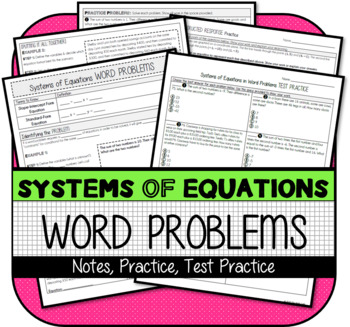 Preview of Systems of Equations: Word Problems NOTES & PRACTICE