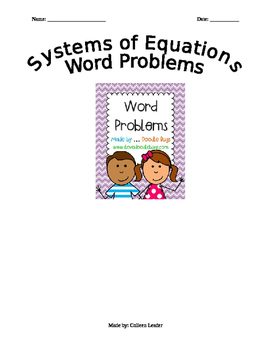 Preview of Systems of Equations Word Problems Practice