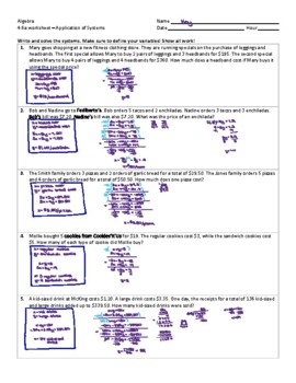 homework 6 systems word problems answer key