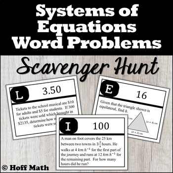 Preview of Systems of Equations Word Problems SCAVENGER HUNT