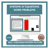 Systems of Equations Word Problems Self-Checking Task Card