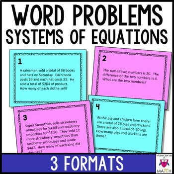 Preview of Systems of Equations Word Problems | Solving Systems of Linear Equations