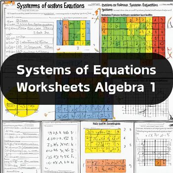 Preview of Systems of Equations Worksheets Algebra 1