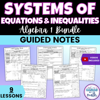 Preview of Systems of Equations and Inequalities Algebra 1 Guided Notes Lessons BUNDLE