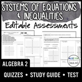 Systems of Equations and Inequalities Assessments | Quizze