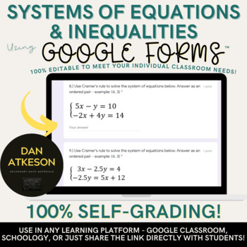 Preview of Systems of Equations and Inequalities Bundle｜ 12 Assessments Using Google Forms™