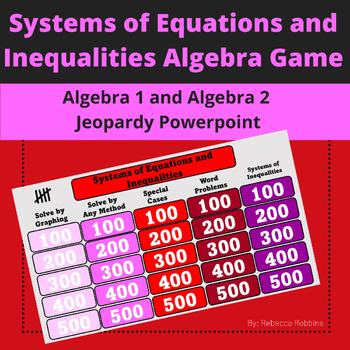 Preview of Systems of Equations and Inequalities Game - Algebra Jeopardy Review PowerPoint