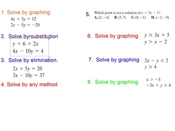 Preview of Systems of Equations and Inequalities Review